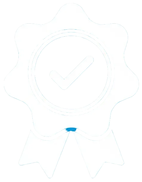 White Guarantee Icon on Blue Background
